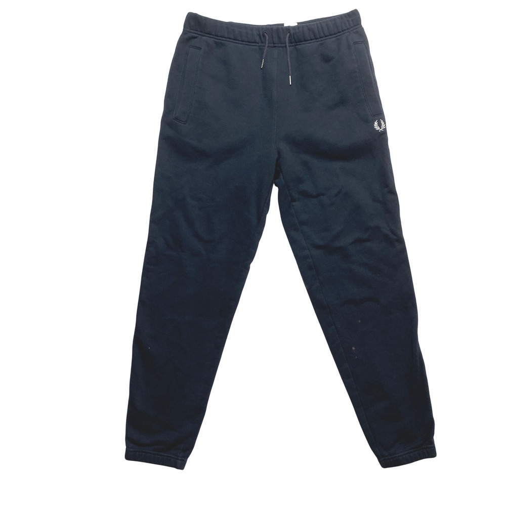 Fred Perry Sweatpants Mens Medium Black Embroidered Logo Cotton Blend Joggers
